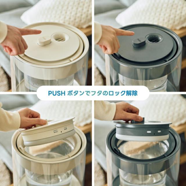 【2026年1月末発送予定】スチーム加湿器 上部給水式 大容量 2.6L ガラス おしゃれ QUADS 透明 洋室17畳対応 静音 高加湿 加熱式 安全機能付き LEDライト チャイルドロック付き 上から給水 うるおい 乾燥対策 インテリア 木造10畳 便利 簡単 リビング オフィス 寝室 冬家電