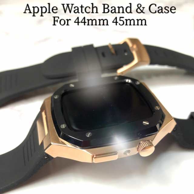 4041 薔薇金黒ラバー apple watch メタル バンド カスタム 金属 【税込