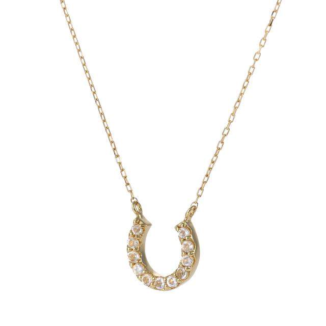 18金 ネックレス ムーンストーン 0.1ct ホースシュー レディース プレゼント ゴールド アクセサリー ペンダント_1