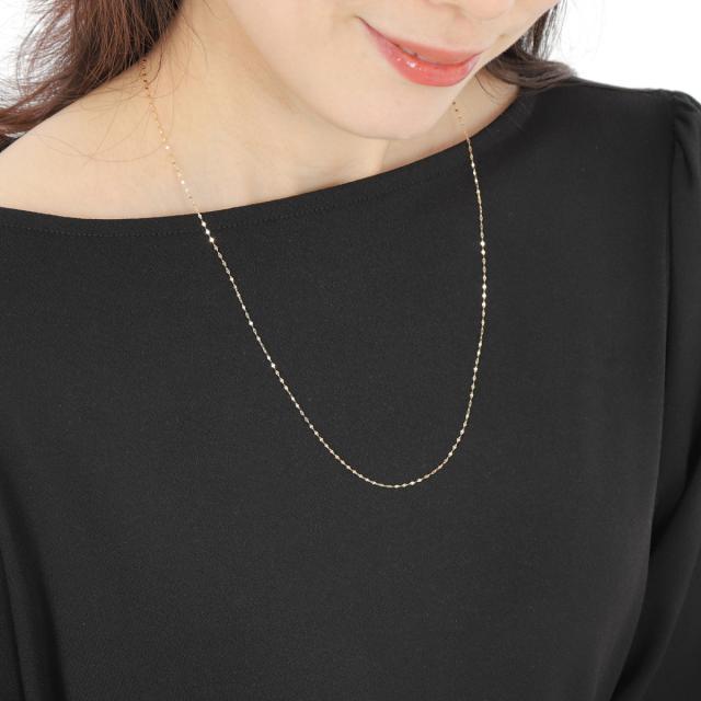 18金 ネックレス ペタル チェーン 60cm ゴールド フリーアジャスター 幅1.2mm アクセサリー_7