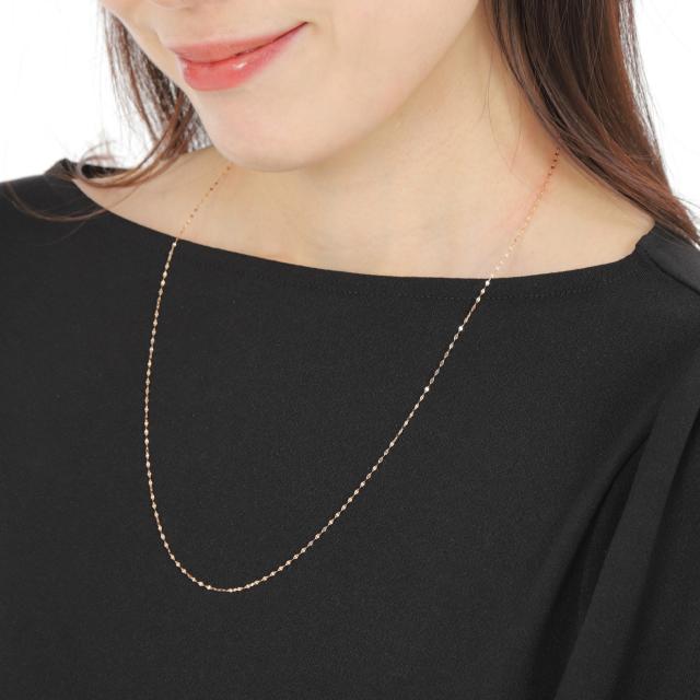 18金 ネックレス ペタル チェーン 60cm ピンクゴールド フリーアジャスター 幅1.2mm アクセサリー_6