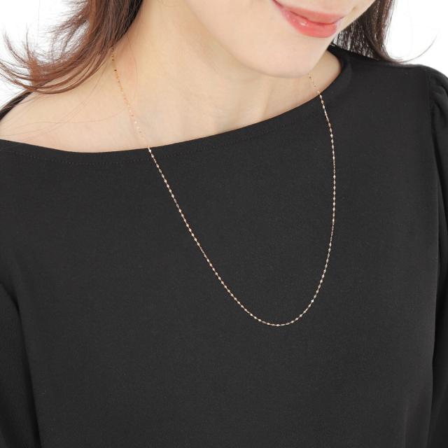 18金 ネックレス ペタル チェーン 60cm ピンクゴールド フリーアジャスター 幅1.2mm アクセサリー_8