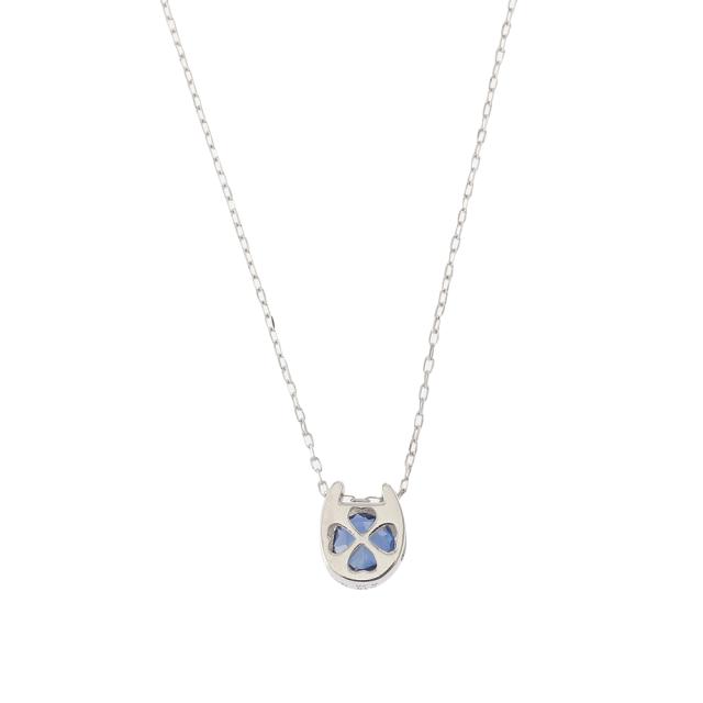 ネックレス レディース 18金 サファイア 0.2ct 一粒 馬蹄 クローバー 幸運を運ぶ デザイン ホースシュー k18 18k 人気 プレゼント 誕生日 女性 彼女 妻 おしゃれ きれい かわいい かっこいい ゴールド アクセサリー 首飾り ペンダント チェーン ギフト 贈り物 送料無料_2