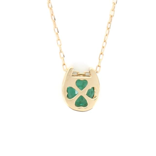 ネックレス レディース 18金 エメラルド 一粒 0.2ct 馬蹄 クローバー デザイン ホースシュー k18 18k 人気 プレゼント 誕生日 女性 彼女 妻 おしゃれ きれい かわいい かっこいい ゴールド アクセサリー 首飾り ペンダント チェーン ギフト 贈り物 送料無料_1