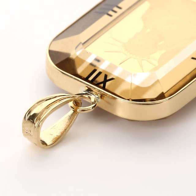純金 K24 インゴット 1g ペンダントトップ リバティ 自由の女神 アトラス 時計文字 ゴールド デザイン枠 新品 送料無料 メンズ レディー