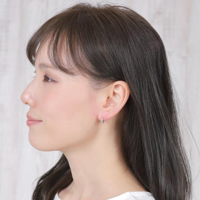 18金 フープピアス トルコ石 ターコイズ 両耳 K18 18k ゴールド リング ピアス メンズ レディース_9