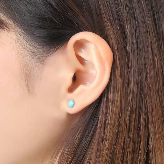 18金 ピアス トルコ石 ターコイズ ラウンド 5mm レディース メンズ 両耳 18k 18k ゴールド アクセサリー｜au PAY マーケット