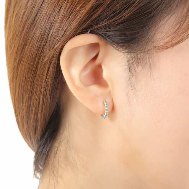 K10WG フープ ピアス エメラルド 0.08ct ホワイトゴールド エタニティ パヴェ 1.7×13.5mm 片耳 1個 中折 レディース 18k  人気 女性 彼女の通販はau PAY マーケット - ハッピーグッツショップ | au PAY マーケット－通販サイト