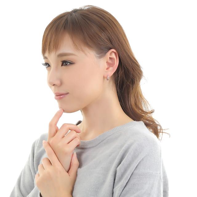 K14 フープ ピアス クロスカット ホワイトゴールド 片耳1個