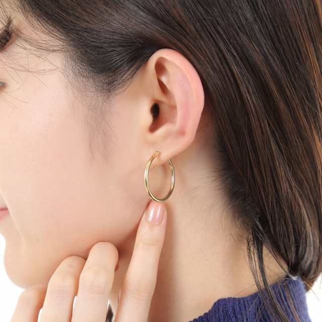 18金 K18 フープ ピアス 2.0 × 25mm ゴールド シンプル 定番 ...