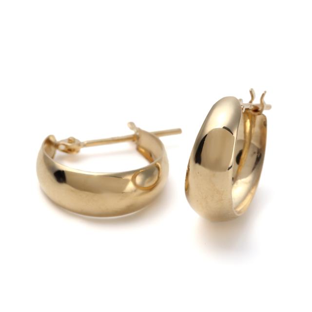 18金 フープピアス 月甲 5×13mm リング ピアス 両耳 レディース メンズ 三日月 丸形 アクセサリー_1