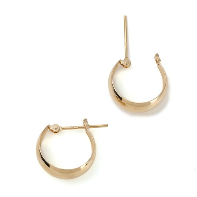 18金 フープピアス 月甲 5×13mm リング ピアス 両耳 レディース メンズ 三日月 丸形 アクセサリー_3