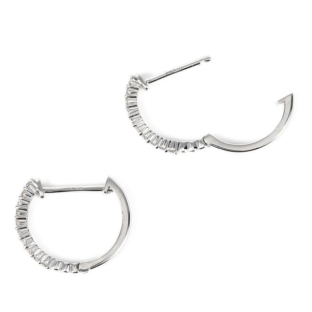 18金 フープピアス ダイヤモンド 0.2ct ホワイトゴールド 1.4×16.2mm メンズ レディース リング ピアス_4