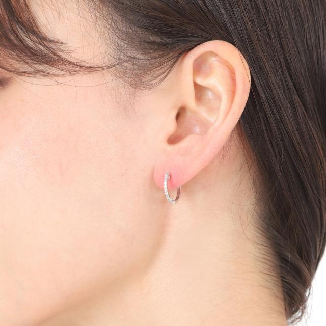 18金 フープピアス ダイヤモンド 0.2ct ホワイトゴールド 1.4×16.2mm メンズ レディース リング ピアス_5