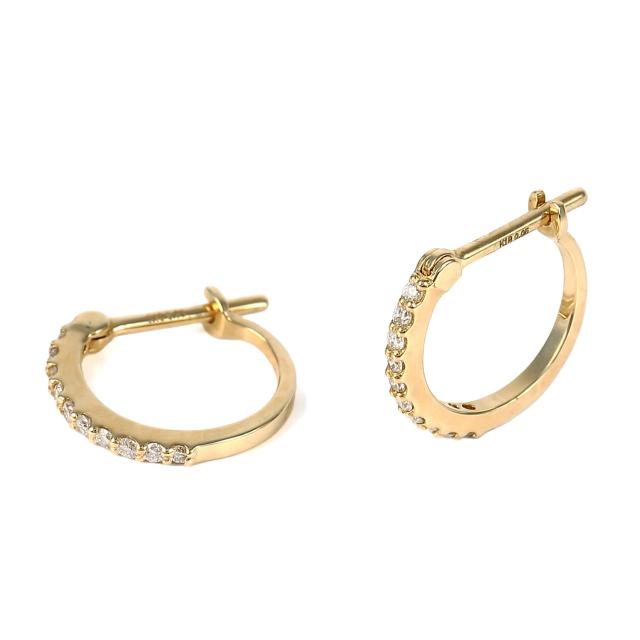 18金 フープピアス ダイヤモンド 0.1ct イエローゴールド 1.1
