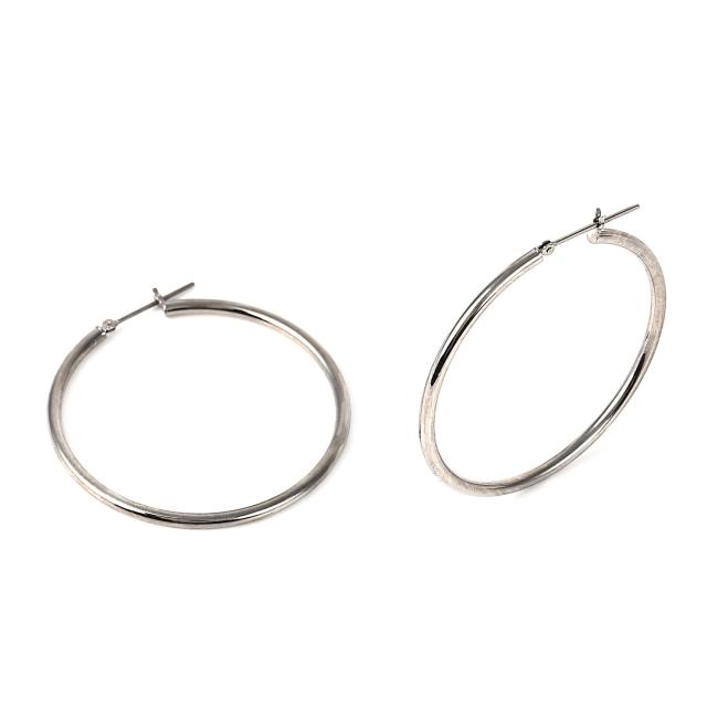 プラチナ フープピアス 2.0×40mm 両耳 リング ピアス レディース