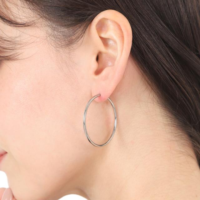 プラチナ フープピアス 2.0×40mm 両耳 リング ピアス レディース