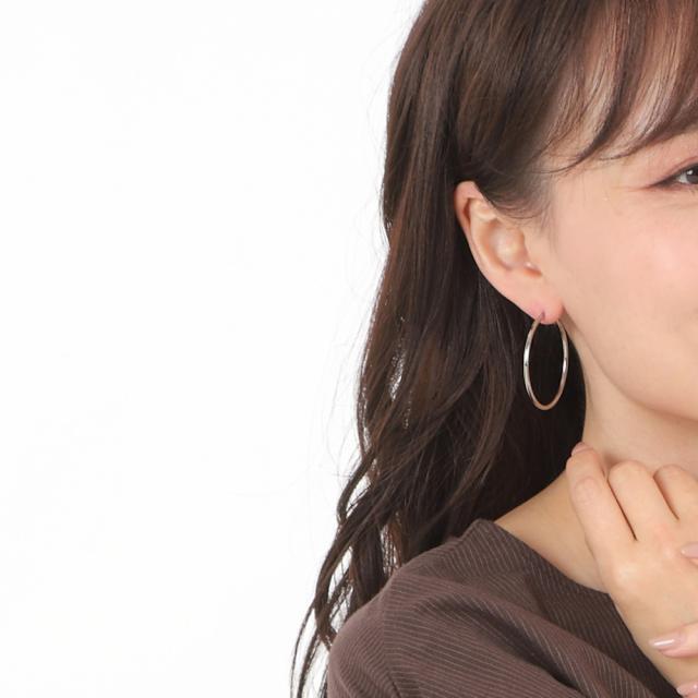 プラチナ フープピアス 2.0×40mm 両耳 リング ピアス レディース