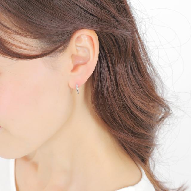 18金 フープピアス 14×1.6mm 両耳 ホワイトゴールド リング ピアス レディース メンズ_7