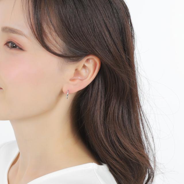 18金 フープピアス 14×1.6mm 両耳 ホワイトゴールド リング ピアス レディース メンズ_8