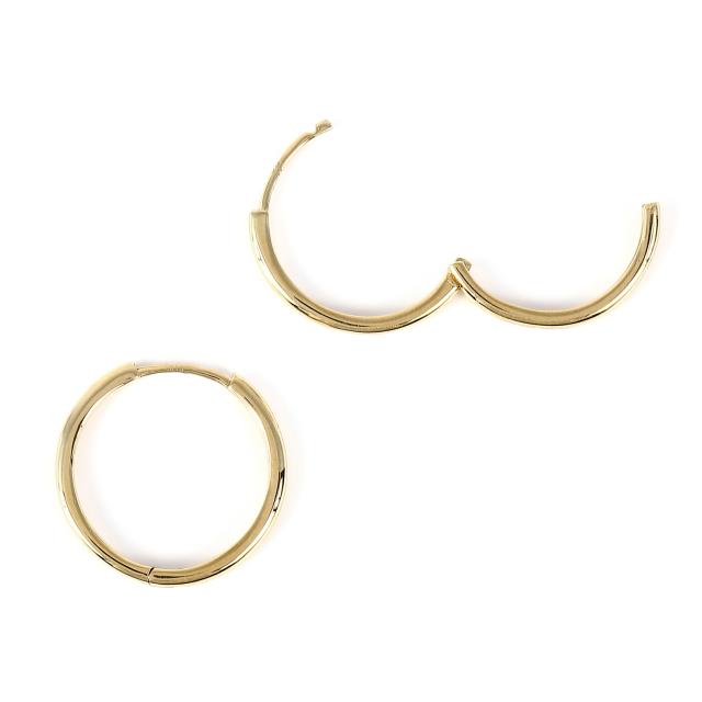 18金 フープピアス 18×1.6mm 両耳 イエローゴールド リング