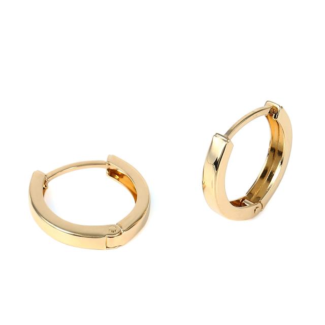18金 フープピアス 12×2.0mm 両耳 イエローゴールド リング