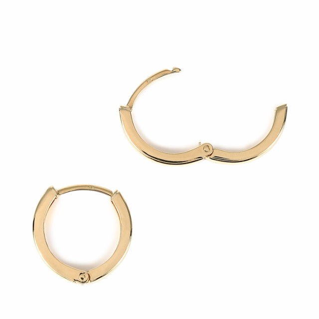 18金 フープピアス 12×2.0mm 両耳 イエローゴールド リング