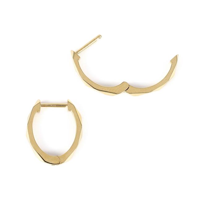 18金 フープピアス ダイヤ カット 両耳 メンズ レディース ゴールド リング アクセサリー_3