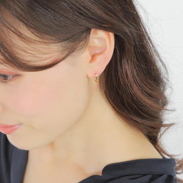 18金 フープピアス ダイヤ カット 両耳 メンズ レディース ゴールド リング アクセサリー_7