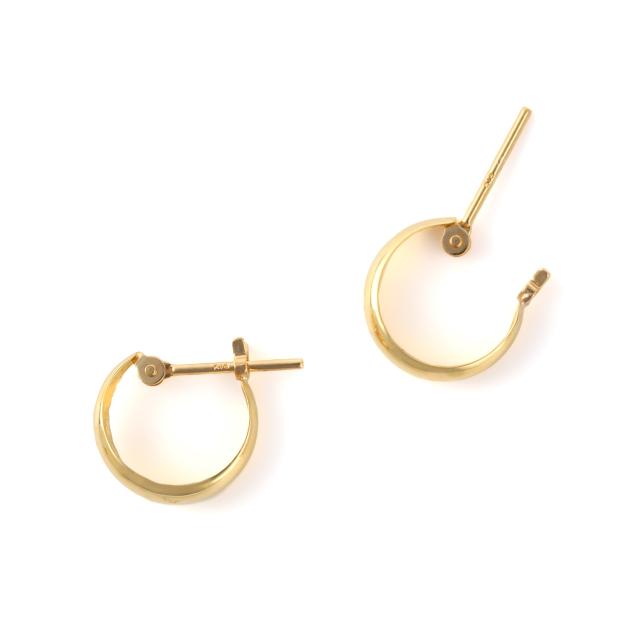18金 フープピアス 月甲 3×10mm 両耳 レディース メンズ 三日月 丸形 リング 輪っか アクセサリー_4