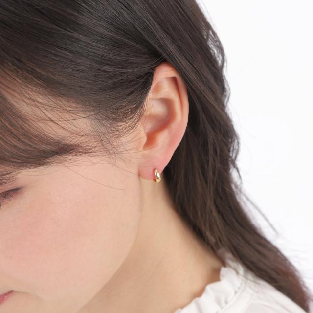 18金 フープピアス 月甲 3×10mm 両耳 レディース メンズ 三日月 丸形 リング 輪っか アクセサリー_7