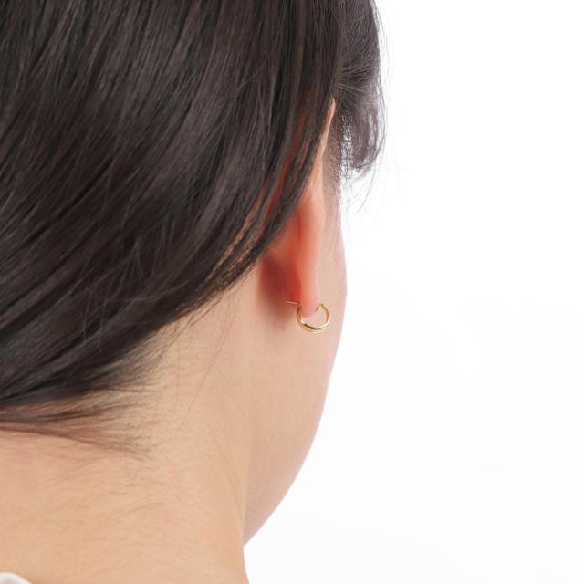 18金 フープピアス 月甲 3×10mm 両耳 レディース メンズ 三日月 丸形 リング 輪っか アクセサリー_8