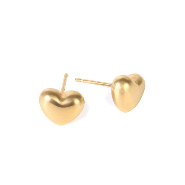18金 ピアス ぷっくり ハート (L) ゴールド レディース セカンドピアス 両耳 アクセサリー_1