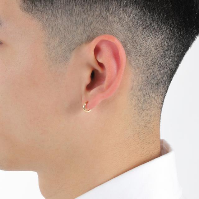 18金 フープピアス 2.0×10mm 片耳 ゴールド リング ピアス レディース