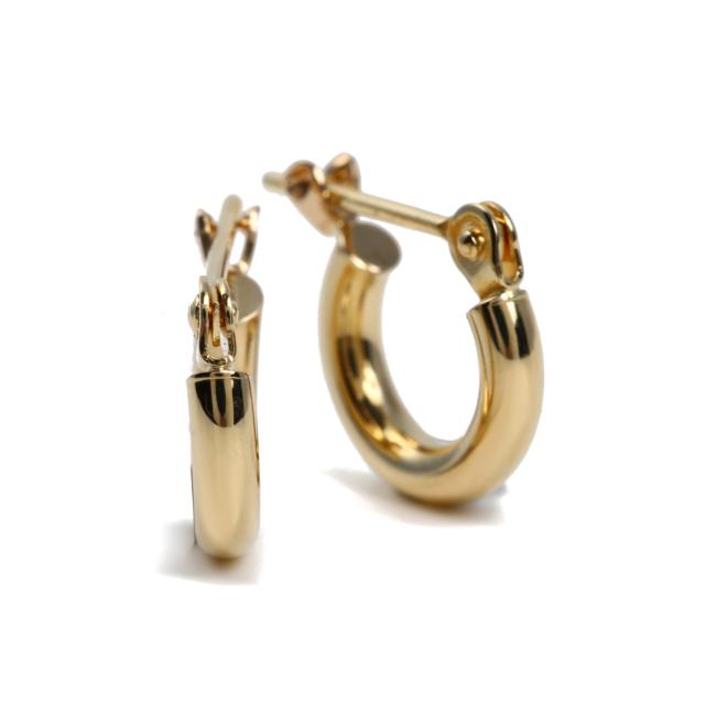 18金 フープピアス 2.0×10mm 両耳 ゴールド リング ピアス レディース 