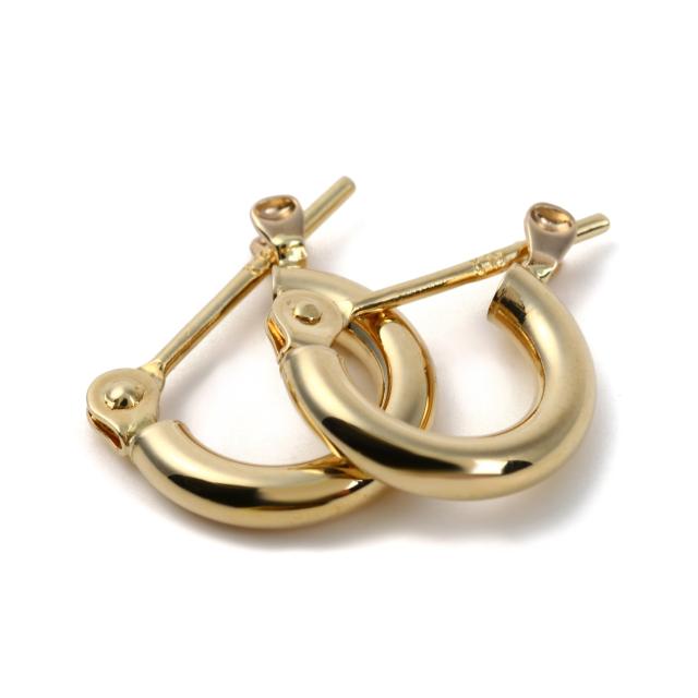 18金 フープピアス 2.0×10mm 両耳 ゴールド リング ピアス レディース