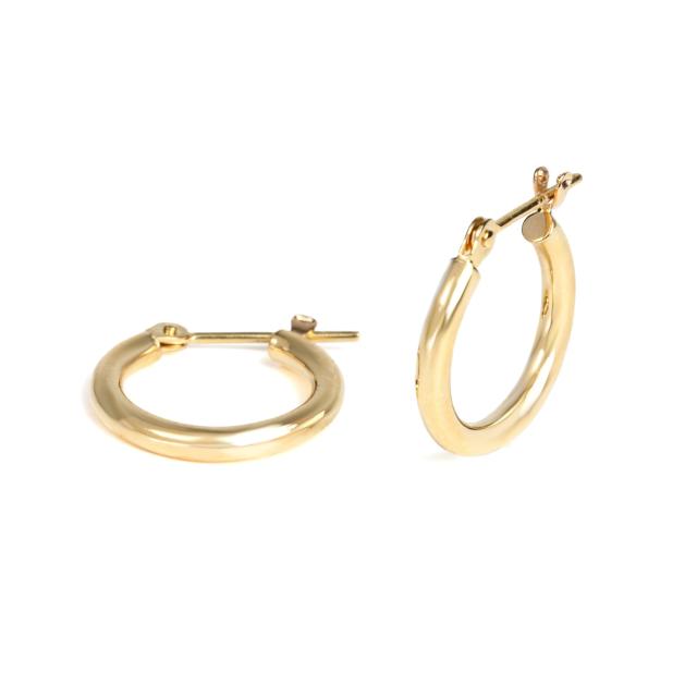18金 フープ ピアス 幅1.5mm 外径10mm イエローゴールド 両耳 ペア 2個