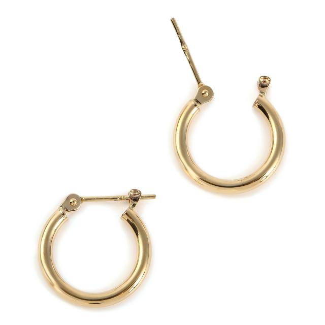 18金 フープピアス 2.0×15mm 両耳 ゴールド リング ピアス レディース メンズ_5