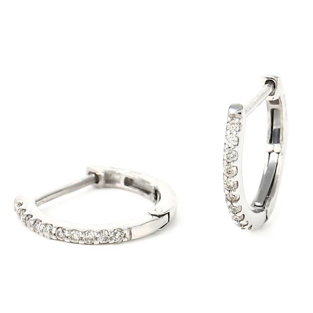 プラチナ フープピアス ダイヤモンド 両耳 0.1カラット リング ピアス アクセサリー_2