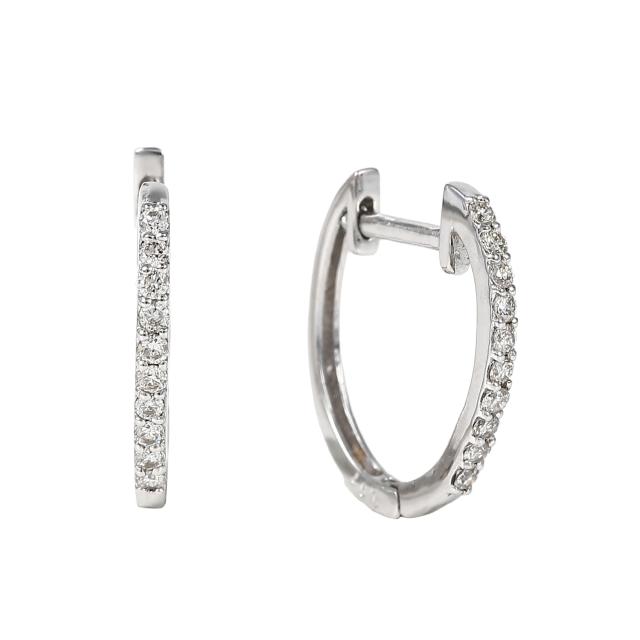 18金 フープピアス ダイヤモンド 0.07ct 両耳 ホワイトゴールド リング ピアス アクセサリーの通販は