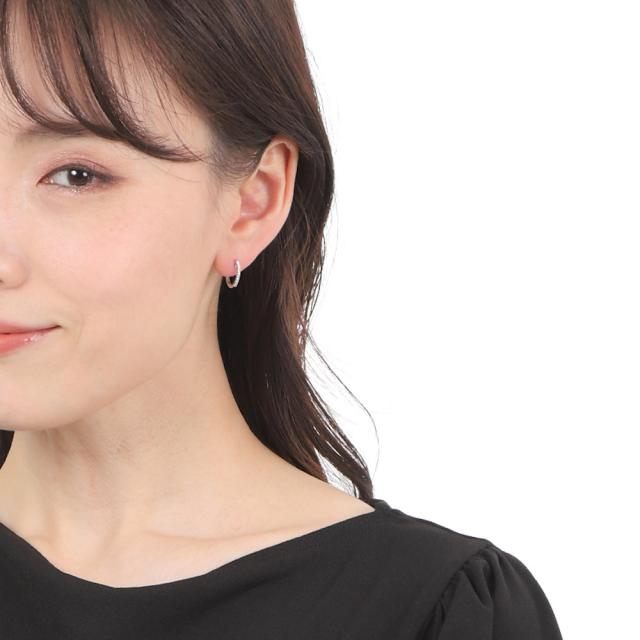 18金 フープピアス ダイヤモンド 0.07ct 両耳 ホワイトゴールド リング ピアス アクセサリーの通販は