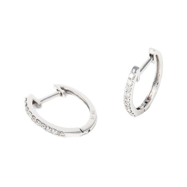 18金 フープピアス ダイヤモンド 0.07ct 両耳 ホワイトゴールド リング ピアス アクセサリーの通販は