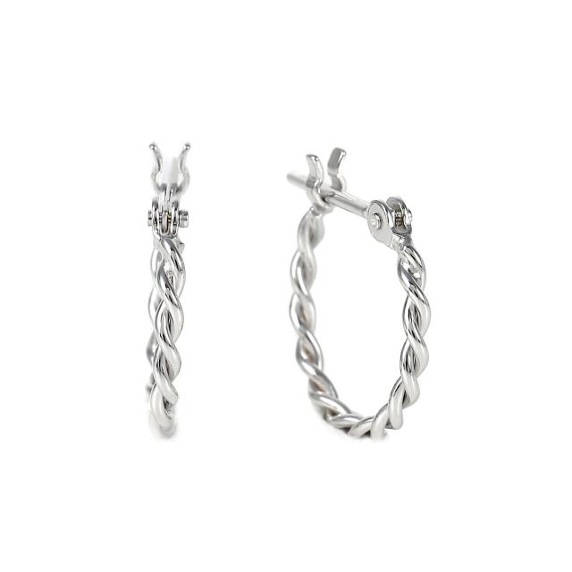 18金 フープピアス ツイスト デザイン 両耳 ホワイトゴールド リング ピアス ねじれ ヒネリ アクセサリー_3