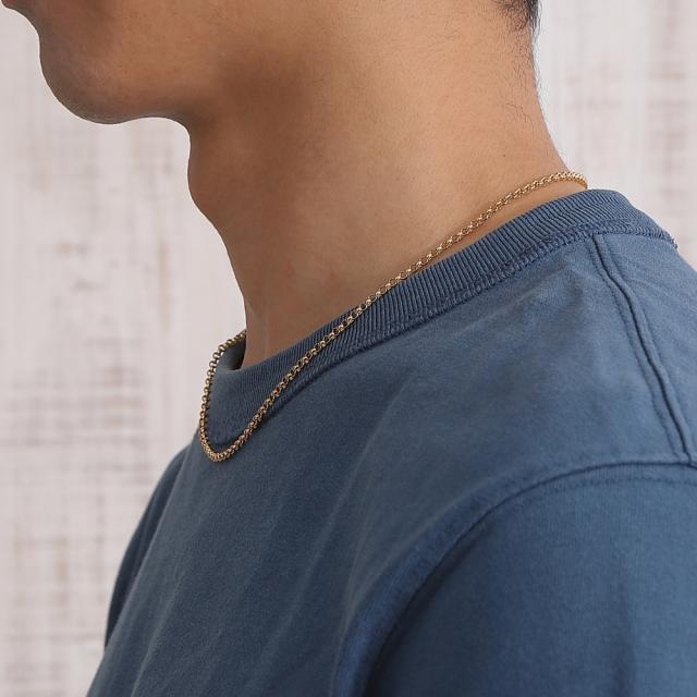 18金 ネックレス ロロチェーン 45cm 幅2.6mm 中空 k18 18k ゴールド レディース メンズ アクセサリー ジュエリー ロールチェーン ハーフラウンドチェーン_16