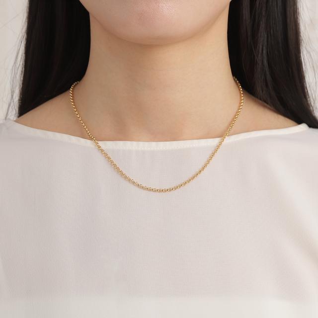 18金 ネックレス ロロチェーン 45cm 幅2.6mm 中空 k18 18k ゴールド レディース メンズ アクセサリー ジュエリー ロールチェーン ハーフラウンドチェーン_8