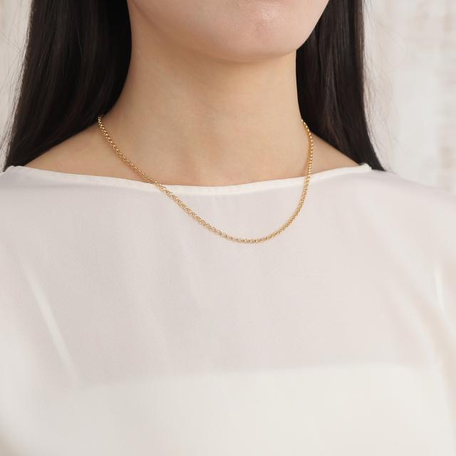 18金 ネックレス ロロチェーン 45cm 幅2.6mm 中空 k18 18k ゴールド レディース メンズ アクセサリー ジュエリー ロールチェーン ハーフラウンドチェーン_9