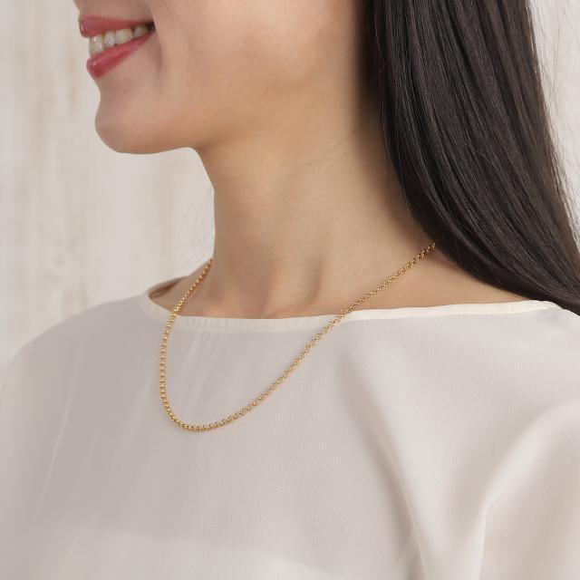 18金 ネックレス ロロチェーン 50cm 幅2.6mm 中空 k18 18k ゴールド レディース メンズ アクセサリー ジュエリー ロールチェーン ハーフラウンドチェーン_15