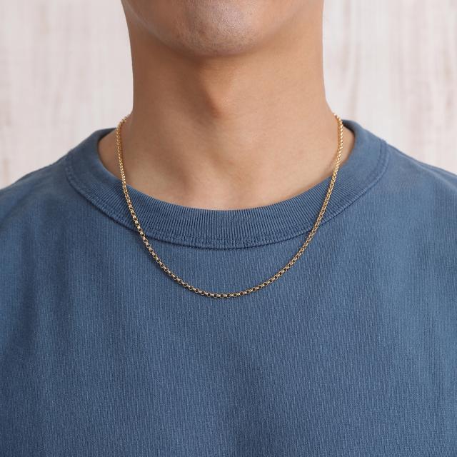 18金 ネックレス ロロチェーン 50cm 幅2.6mm 中空 k18 18k ゴールド レディース メンズ アクセサリー ジュエリー ロールチェーン ハーフラウンドチェーン_8