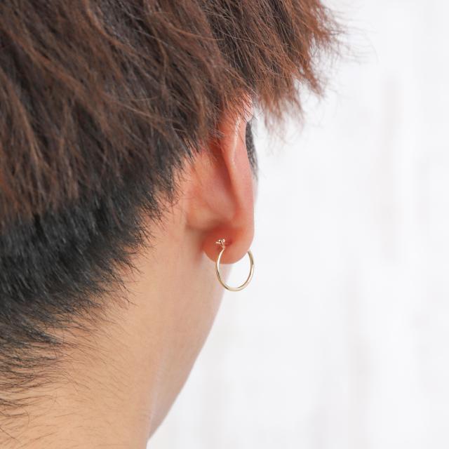 18金 フープピアス 1mm × 15mm 両耳 ゴールド レディース メンズ k18