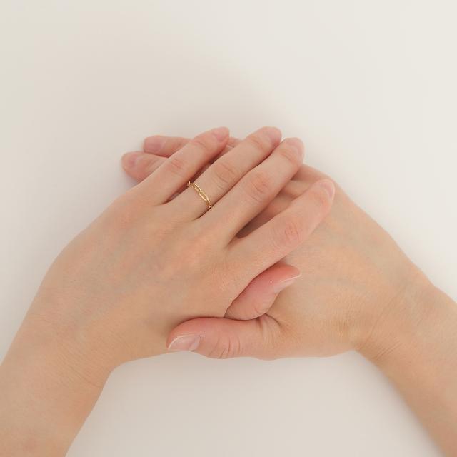 18金 リング 指輪 Hクリップチェーン k18 18k ゴールド レディース メンズ アクセサリー ジュエリー 中空 アズキ あずき 小豆_7